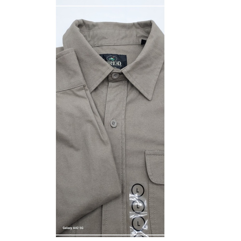 RedHead Mens L Brown Long Sleeve Button Down Shirt Casual Work‎ Utility Outdoors